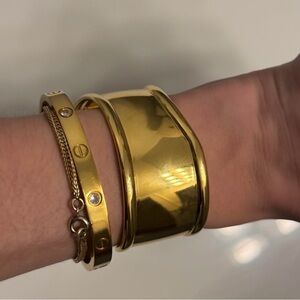 Gold Cuff Bangle Bracelet